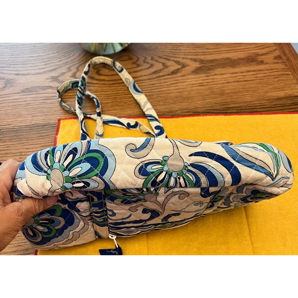 Vera Bradley Mediterranean White Tote Bag Medium Blue Green Abstract Floral - Picture 5 of 7